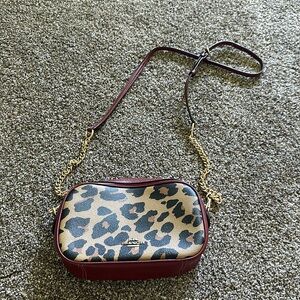 Coach Leopard Print and Burgundy Crossbody
